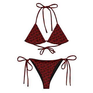 Gothic Red and Black Bats Women's Recycled String Bikini