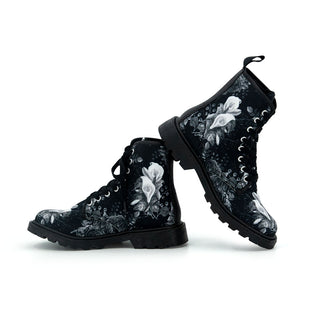 Funeral Lily Canvas Combat Boots