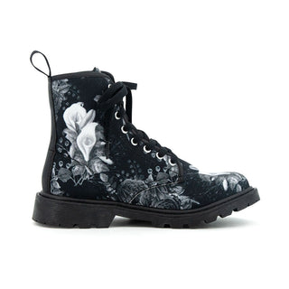 Funeral Lily Canvas Combat Boots