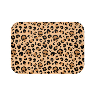 Skull Leopard Print Bath Mat- Rockabilly Punk Home Decor