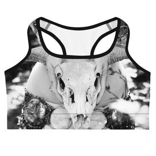 Black and White Animal Skull Sports Bra - The Quirky Co FindsBlack and White Animal Skull Sports Bra- Fitness Goth Workout Clothes with Gothic Fine Art Photography