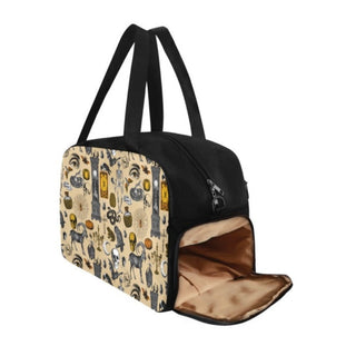Curiosity Curio Gym Bag with Shoe Compartment- Fitness Goth Duffel Bag