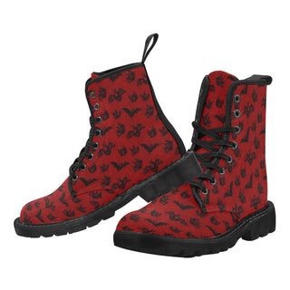 Red Bats Canvas Combat Boots- Goth Boots for Men and Women