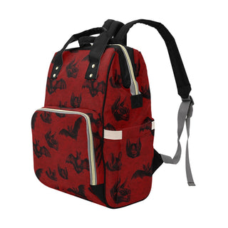 Gothic Red Bat Multi-Purpose Backpack and Diaper Bag