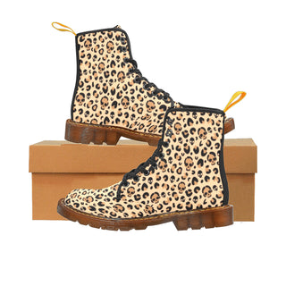Skull Leopard Print Canvas Combat Boots | Aesthetic Streetwear Fashion for Men and Women