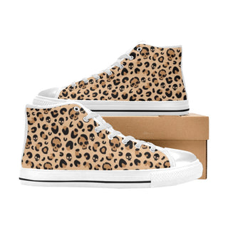Skull Leopard Print Classic High Top Sneakers- Rockabilly Goth Punk Sneakers
