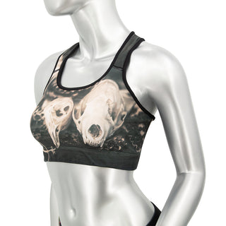 Sepia Skulls Women's Sports Bra - Gothic Fitness Clothing