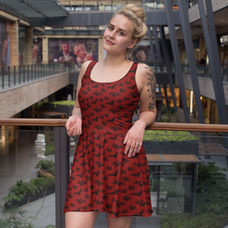 Red Bat Gothic Sleeveless Skater Dress
