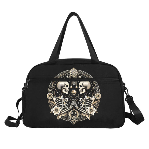 Art Deco Skeleton Lovers Gym Bag with Shoe Compartment