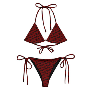 Gothic Red and Black Bats Women's Recycled String Bikini