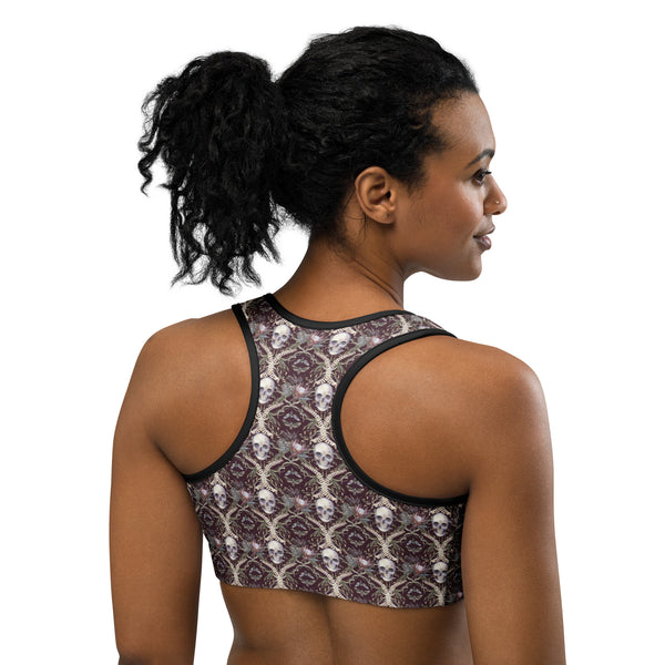 Burgundy Skeleton Lace Women's Sports Bra