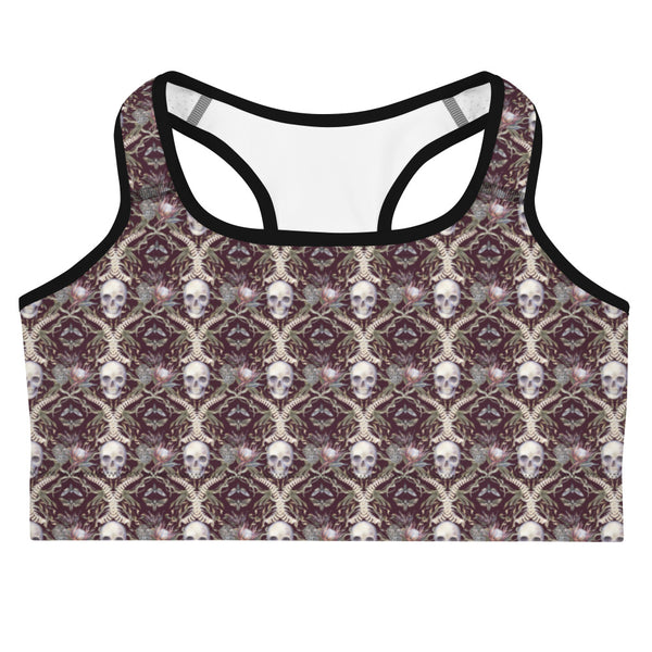 Burgundy Skeleton Lace Women's Sports Bra