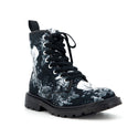 Funeral Lily Canvas Combat Boots