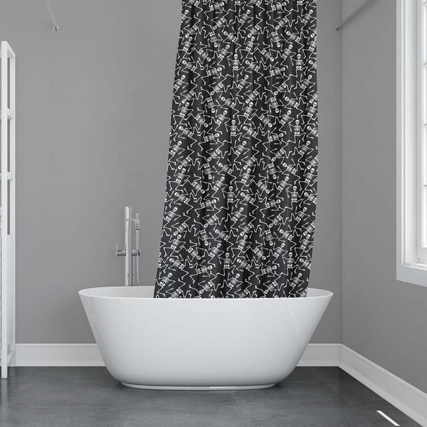 Dancing Skeletons Shower Curtain- Fun Gothic Home and Bathroom Decor