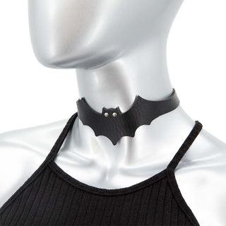 Black Gothic Bat Shaped Vegan Leather Choker