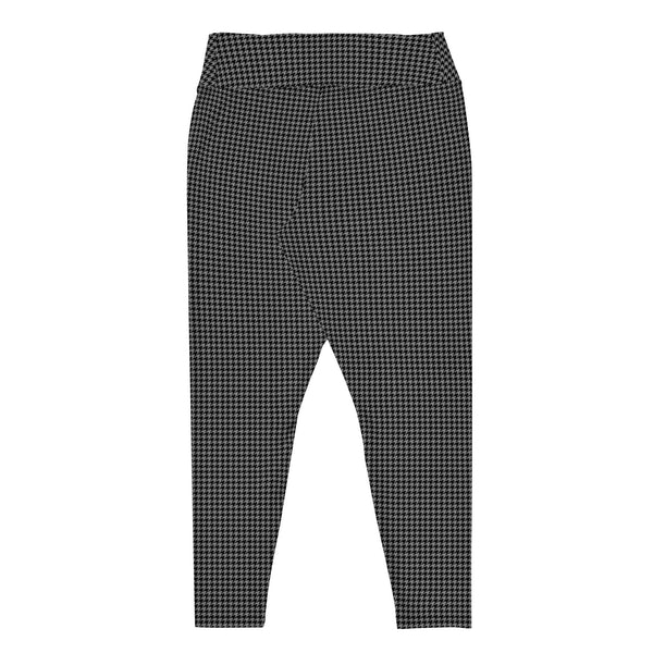 Black and Gray Houndstooth Women's Plus Size Leggings