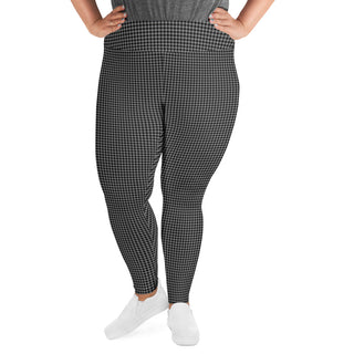 Black and Gray Houndstooth Women's Plus Size Leggings