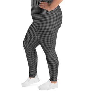 Black and Gray Houndstooth Women's Plus Size Leggings
