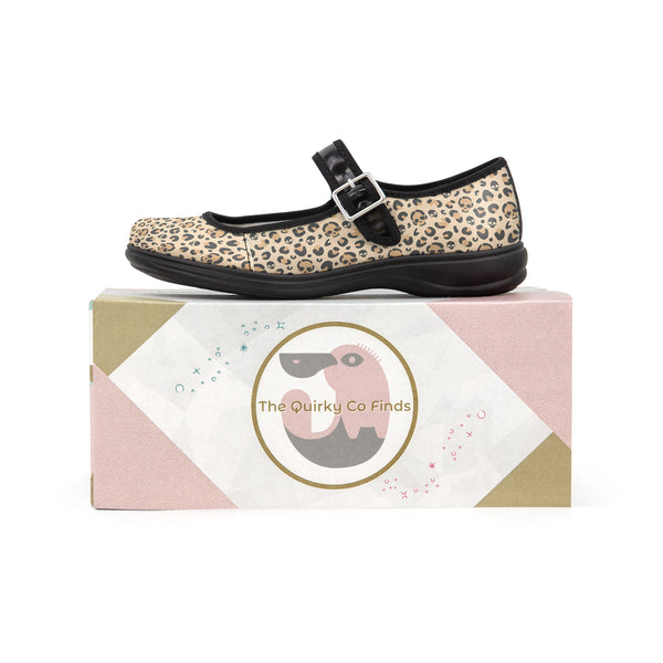 Skull Leopard Print Satin Women's Mary Janes