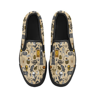 Curiosity Curio Classic Slip-On Sneakers- Gothic Shoes for Big Kids, Men, and Women