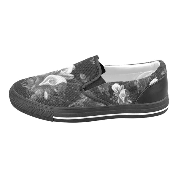 Funeral Lily Classic Slip-On Sneakers- Gothic Fashion and Accessories for Men, Women, and Children