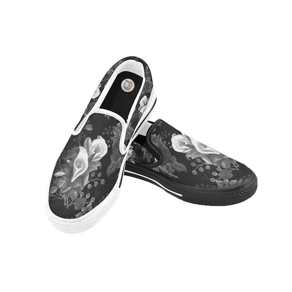 Funeral Lily Classic Slip-On Sneakers- Gothic Fashion and Accessories for Men, Women, and Children