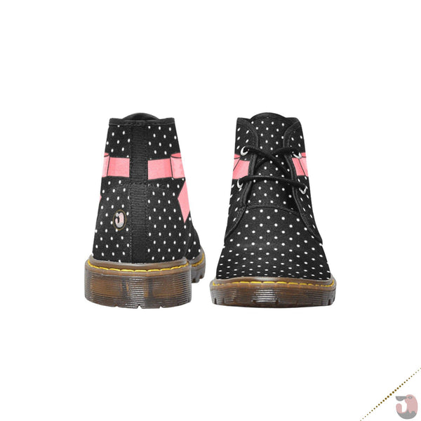 Pink Bow Chukka Ankle Boots  Shoes and Boots - Canvas Chukka Boots (Model 2402-1)  The Quirky Co Finds.