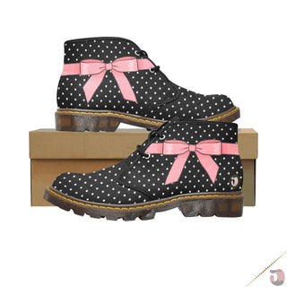 Pink Bow Chukka Ankle Boots  Shoes and Boots - Canvas Chukka Boots (Model 2402-1)  The Quirky Co Finds.