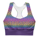 Rainbow Leopard Print Longline Sports Bra- Lisa Frank 90s Neon Animal Print High Impact Sports Bra