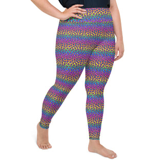 Rainbow Leopard Print Women's Plus Size Leggings