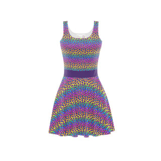 Rainbow Leopard Print Skater Dress