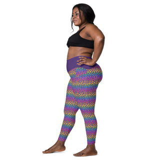 Rainbow Leopard Print Women's Leggings with Pockets