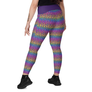 Rainbow Leopard Print Women's Leggings with Pockets