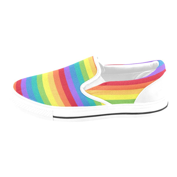 Rainbow Stripe Classic Slip-On Sneakers- LGBTQIA+ Gay Pride Shoes