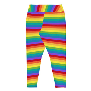Rainbow Stripe Women's Plus Size Leggings- Gay Pride, LGBTQIA+ LGBTQ Pride Clothing