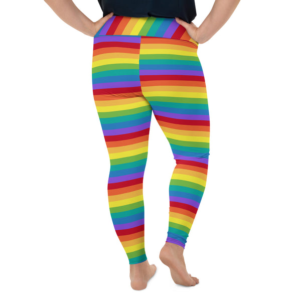 Rainbow Stripe Women's Plus Size Leggings