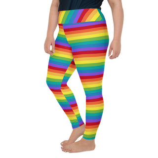 Rainbow Stripe Women's Plus Size Leggings- Gay Pride, LGBTQIA+ LGBTQ Pride Clothing