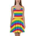 Rainbow Stripe Sleeveless Skater Dress- LGBTQIA+ Gay Pride Dress