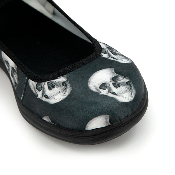 Realistic Skull Satin Mary Jane Flats- Gothic Shoes for Women