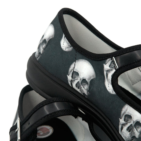 Realistic Skull Satin Mary Jane Flats- Gothic Shoes for Women