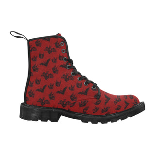 Red Bats Canvas Combat Boots- Goth Boots for Men and Women