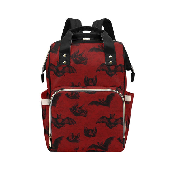 Gothic Red Bat Multi-Purpose Backpack and Diaper Bag