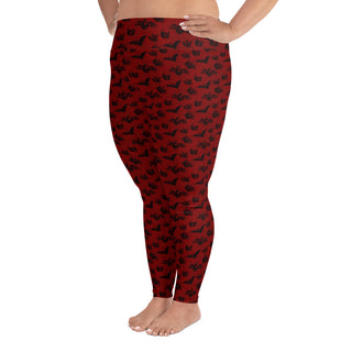 Red Bats Women's Plus Size Leggings- Gothic Fashion and Accessories