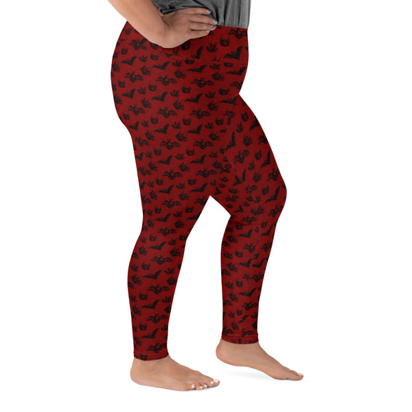 Red Bats Women's Plus Size Leggings- Gothic Fashion and Accessories