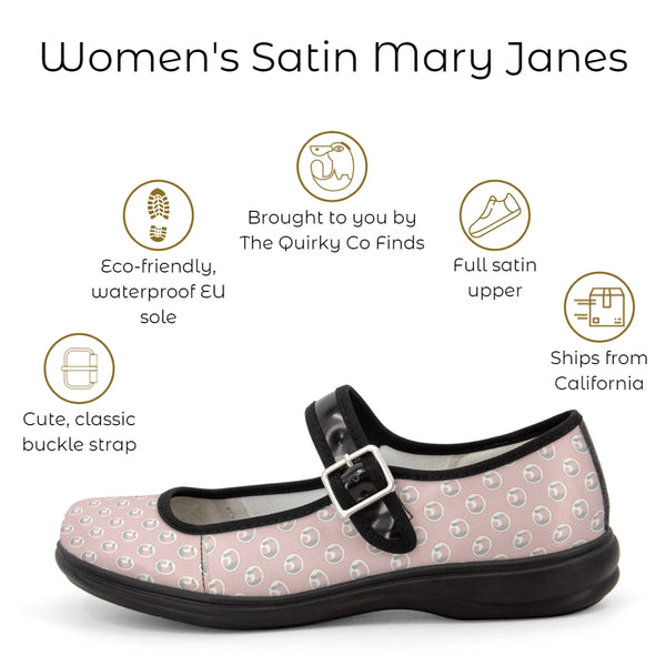 Realistic Skull Satin Mary Jane Flats