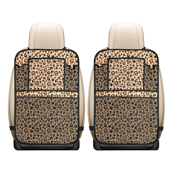 Skull Leopard Print Car Seat Back Organizer Set | Rockabilly and Goth Car and SUV Decor