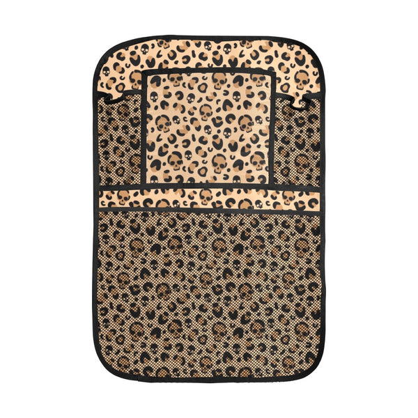 Skull Leopard Print Car Seat Back Organizer Set | Rockabilly and Goth Car and SUV Decor