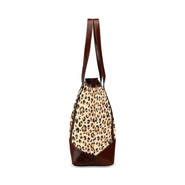 Skull Leopard Print Extra Large Tote Purse | Rockabilly Fashion for Women