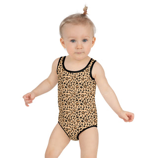 Skull Leopard Print Kids One-Piece Swimsuit