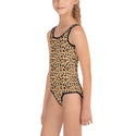 Skull Leopard Print Kids One-Piece Swimsuit